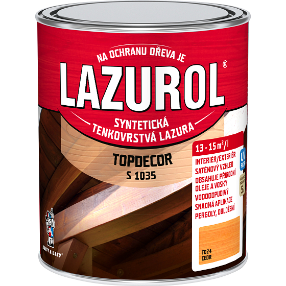 Lazurol Topdecor S1035 tenkovrstvá lazura na dřevo T024 cedr, 750 ml
