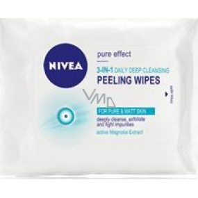 Nivea Visage Pure Effect 3v1 hloubkově čisticí peelingové ubrousky 20 kusů