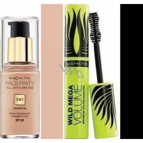 Max Factor Facefinity All Day Flawless 3v1 make-up 55 Beige 30 ml + Wild Mega Volume řasenka černá 11 ml