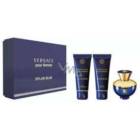 Versace Dylan Blue pour Femme parfémovaná voda 50 ml + tělové mléko 50 ml + sprchový gel 50 ml, dárková sada pro ženy