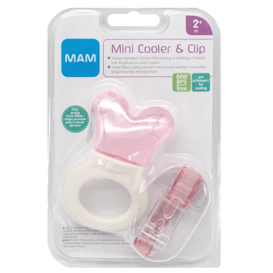 Mam Mini Cooler & Clip lehké kousátko s chladící částí a páskem pro děti 2+ měsíců Růžové
