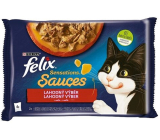 Felix Sensations Sauces Multipack krůta a jehně v ochucené omáčce, kompletní krmivo pro dospělé kočky 4 x 85 g