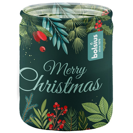 Bolsius Merry Christmas - Veselé Vánoce vonná svíčka ve skle 68 x 80 mm, doba hoření 23 hodin