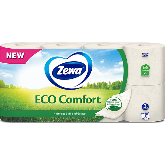 Zewa ECO Comfort 3vrstvý toaletní papír, 8 rolí, 19,3 m role