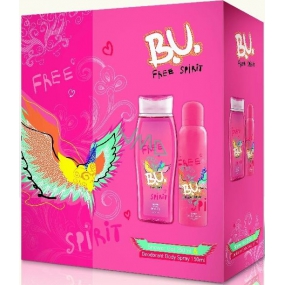 B.U. Free Spirit sprchový gel 250 ml + deodorant sprej 150 ml, pro ženy dárková sada