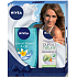 Nivea Hawaiian Flower & Oil sprchový gel 250 ml + Pure & Natural výživné tělové mléko pro velmi suchou pokožku 250 ml, pro ženy kosmetická sada