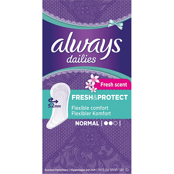 Always Dailies Fresh & Protect Fresh Scent Normal s jemnou vůní slipové intimní vložky 30 kusů