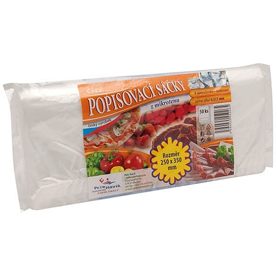 V&CH Obal Popisovací sáčky čiré z mikrotenu k zamražování, blokované, extra silné 0,015 mm 250 x 350 mm 50 kusů