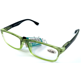 Berkeley Čtecí dioptrické brýle +4,0 plast zelené černé proužky 1 kus MC2248