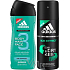 Adidas Ice Effect 3v1 sprchový gel na tělo, vlasy a tvář pro muže 250 ml + antiperspirant deodorant sprej 150 ml, kosmetická sada