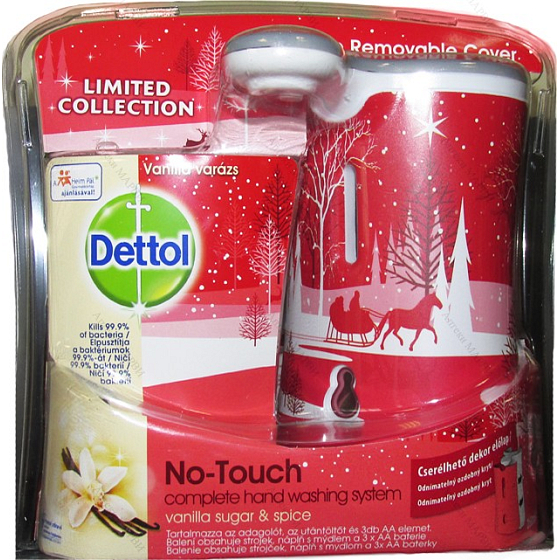 Dettol Vanilla Sugar & Spice bezdotykový dávkovač mýdla a antibakteriální náplň s mýdlem 250 ml
