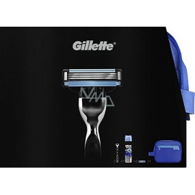 Gillette Mach3 holicí strojek + náhradní hlavice 2 kusy + Complet Gel na holení 200 ml + etue, kosmetická sada, pro muže