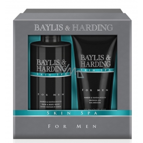 Baylis & Harding Men Jantar a Santalové dřevo sprchový gel 200 ml + tekuté mýdlo na tělo i vlasy 300 ml kosmetická sada pro muže