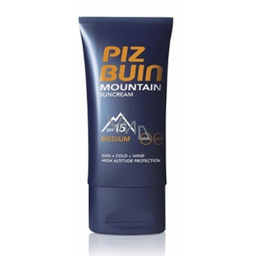 Piz Buin Mountain Suncream SPF15 hydratační krém chrání pokožku před sluncem, chladem a suchým větrem 50 ml