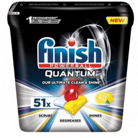 Finish Quantum Ultimate Lemon Sparkle tablety do myčky, chrání nádobí a sklenice, přináší oslnivou čistotu, lesk 51 kusů