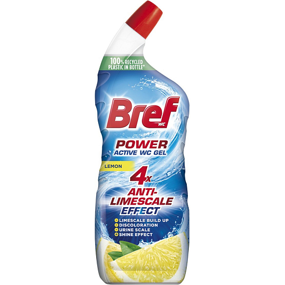Bref WC gel Power Aktiv Gel Lemon s osvěžovačem, 750 ml