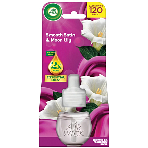 Air Wick Essential Oils jemný satén a měsíční lilie elektrický osvěžovač vzduchu náhradní náplň 19 ml