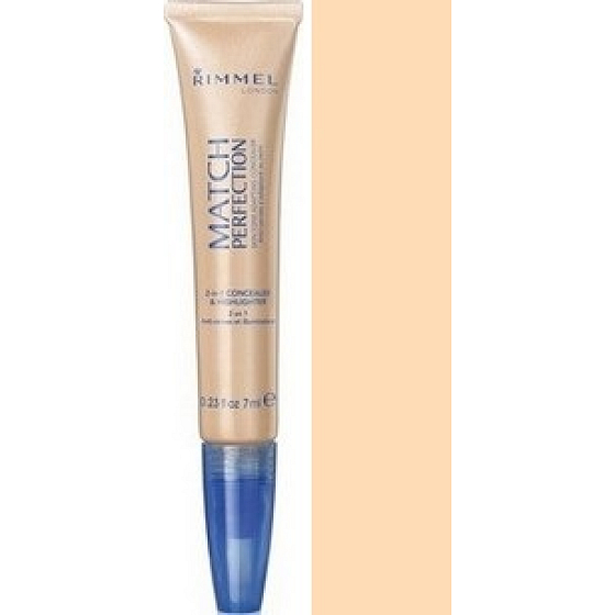 Rimmel London Match Perfection 2v1 korektor a rozjasňovač 010 Ivory 7 ml