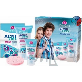 Dermacol Acneclear mycí gel 150 ml + gel-krém 50 ml + maska 16 g + houbička, kosmetická sada
