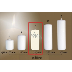 Lima Gastro hladká svíčka slonová kost válec 80 x 200 mm 1 kus