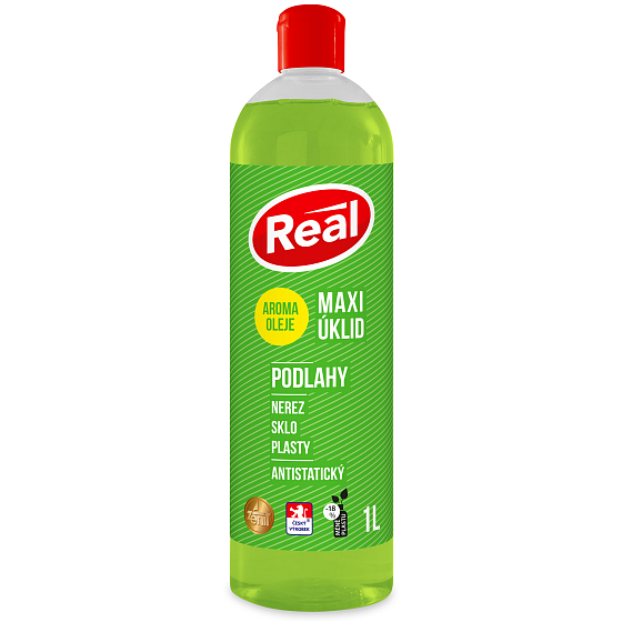 Real Maxi úklid Podlahy univerzální antistatický čisticí prostředek s aroma oleji na nerez, sklo, plasty 1 l