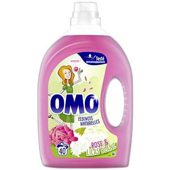 Omo Essences Naturelles Rose & Lilas Blanc univerzální gel na praní, bílé a stálobarevné prádlo 40 dávek 2 l