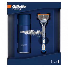 Gillette Fusion5 holící strojek + náhradní hlavice 1 kus + gel na holení 75 ml, kosmetická sada, pro muže