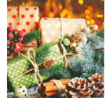 Nekupto Vánoční kartičky na dárky Dárečky a šišky 6,5 x 6,5 cm 6 kusů