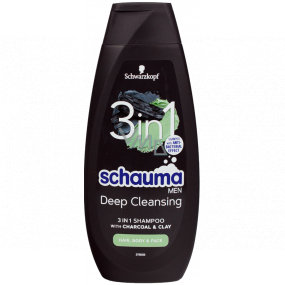 Schauma Men Charcoal & Clay 3v1 šampon na vlasy pro muže 400 ml