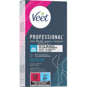 Veet Professional Nohy a tělo depilační voskové pásky pro citlivou pokožku 40 kusů