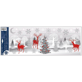Okenní fólie vánoční Les a jelínci s glitrem 21 x 59,5 cm