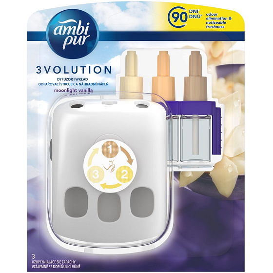 Ambi Pur 3 Volution Moonlight Vanilla elektrický osvěžovač kompletní strojek 20 ml