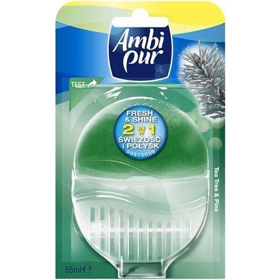 Ambi Pur Fresh & Shine 2v1 Tea Tree & Pine toaletní blok 55 ml