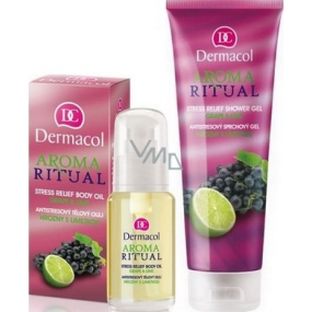 Dermacol Aroma Ritual Hrozny s Limetkou Antistresový tělový olej 50 ml + sprchový gel 250 ml, kosmetická sada