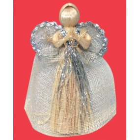 Anděl stříbrný dekor se zvlněnou sukní 17 cm