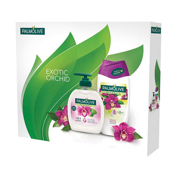 Palmolive Exotic Orchid tekuté mýdlo 300 ml + sprchový gel 250 ml, kosmetická sada