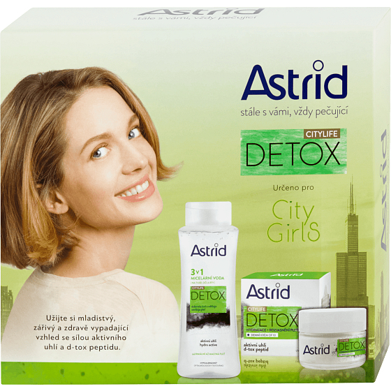 Astrid Citylife Detox hydratační rozjasňující denní krém 50 ml + 3v1 micelární voda 400 ml, kosmetická sada