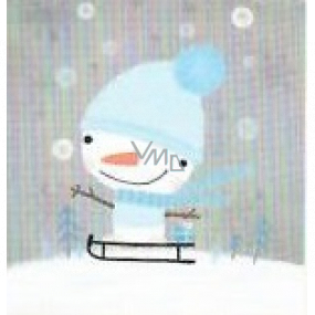 Nekupto Vánoční kartičky na dárky Sněhulák na saních 6,5 x 6,5 cm 6 kusů