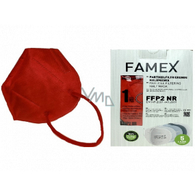 Famex Respirátor ústní ochranný 5-vrstvý FFP2 obličejová maska červená 10 kusů