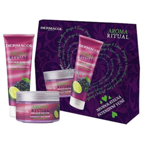 Dermacol Aroma Ritual Hrozny s limetkou antistresový sprchový gel 250 ml + Hrozny s limetkou antistresový tělový peeling 200 g, kosmetická sada pro ženy