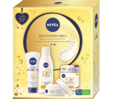 Nivea Q10 Power Vibes Q10 Anti-Age krém na ruce 100 ml + Q10 Power čisticí pleťové mléko proti vráskám 200 ml + Q10 Power denní krém proti vráskám 50 ml, kosmetická sada pro ženy