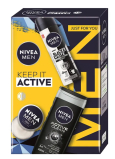 Nivea Men Keep It Active Invisible Black & White Original antiperspirant sprej 150 ml + Nivea Men Active Clean sprchový gel 250 ml + Nivea Men Creme krém na obličej, tělo a ruce 30 ml, kosmetická sada pro muže