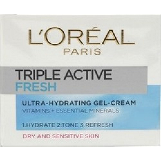 Loreal Paris Triple Active Fresh hydratační gelový krém suchá a citlivá pleť 50 ml