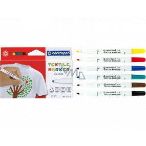 Centropen Textile Marker Značkovač (fixy) na textil 6 kusů