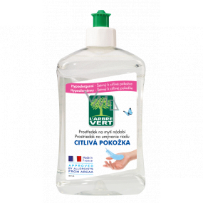 L'Arbre Vert Eko Sensitive prostředek na mytí nádobí, rychle a efektivně rozpouští tuky, šetrný k citlivé pokožce 500 ml