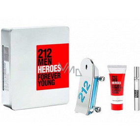 Carolina Herrera 212 Men Heroes toaletní voda pro muže 90 ml + toaletní voda pro muže 10 ml + sprchový gel 100 ml, dárková sada pro muže