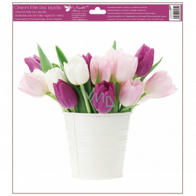 Okenní fólie bez lepidla květiny tulipány fialové 30 x 33,5 cm