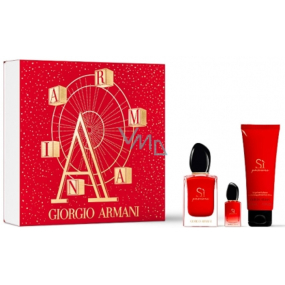 Giorgio Armani Sí Passione parfémovaná voda 50 ml + tělové mléko 75 ml + parfémovaná voda 7 ml miniatura, dárková sada pro ženy