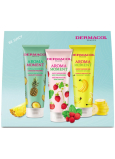 Dermacol Aroma Moment Hawaiian Pineapple - Havajský ananas sprchový gel 250 ml + Wild Strawberries - Lesní jahody sprchový gel 250 ml + Bahamas Banana - Bahamský banán sprchový gel 250 ml, kosmetická sada pro ženy