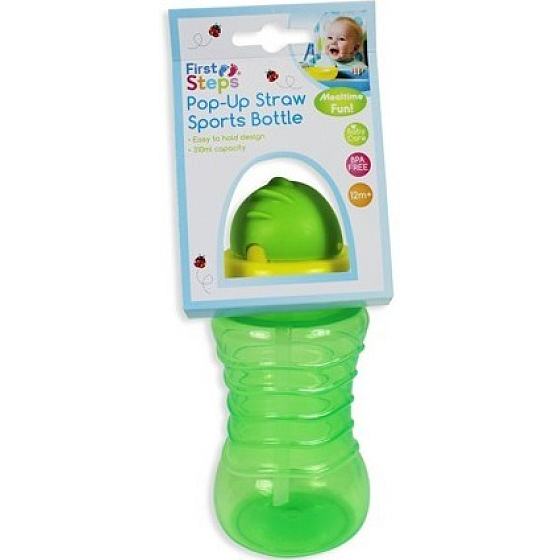 First Steps 12+ láhev s brčkem pro děti zelená 310 ml